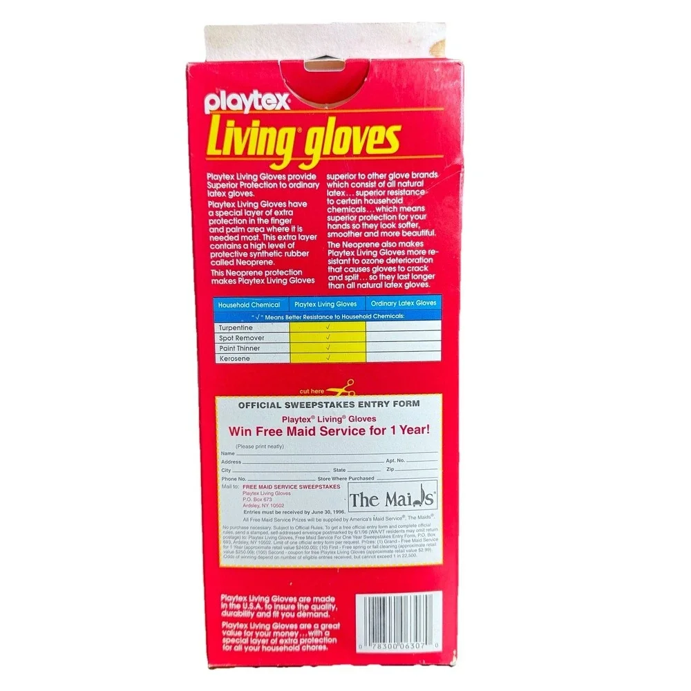 Vtg NOS Playtex Living Gloves Yellow Size Medium Long Cuff Cotton‎ Lined USA NEW